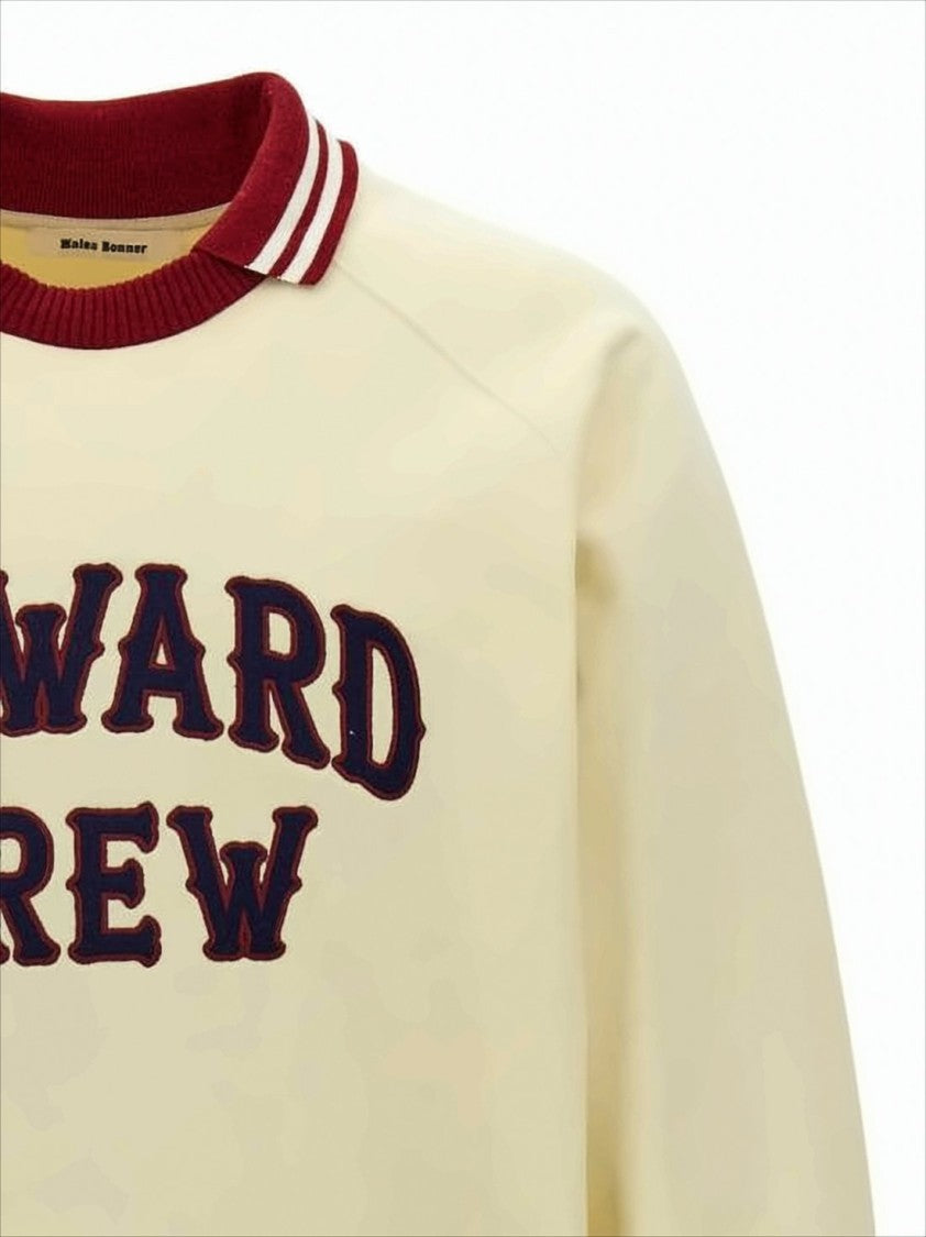Cream Long-Sleeve Sweatshirt with Collegiate Design