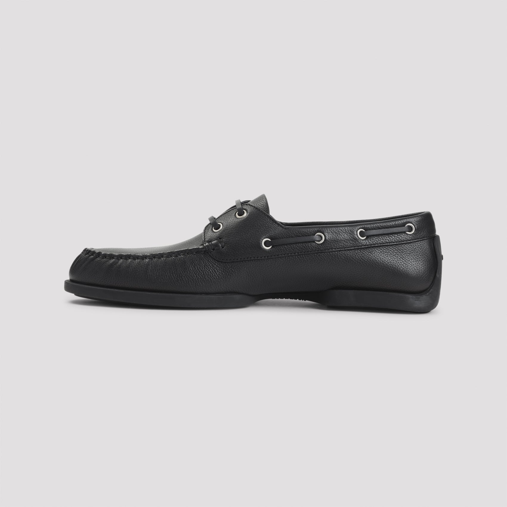 Moccasin-Style Black Calf Leather Loafers