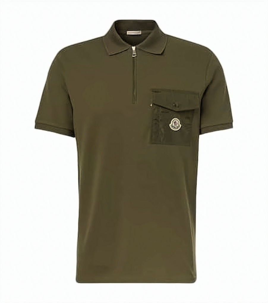 Short-Sleeved Polo Shirt with Zip-Up Collar