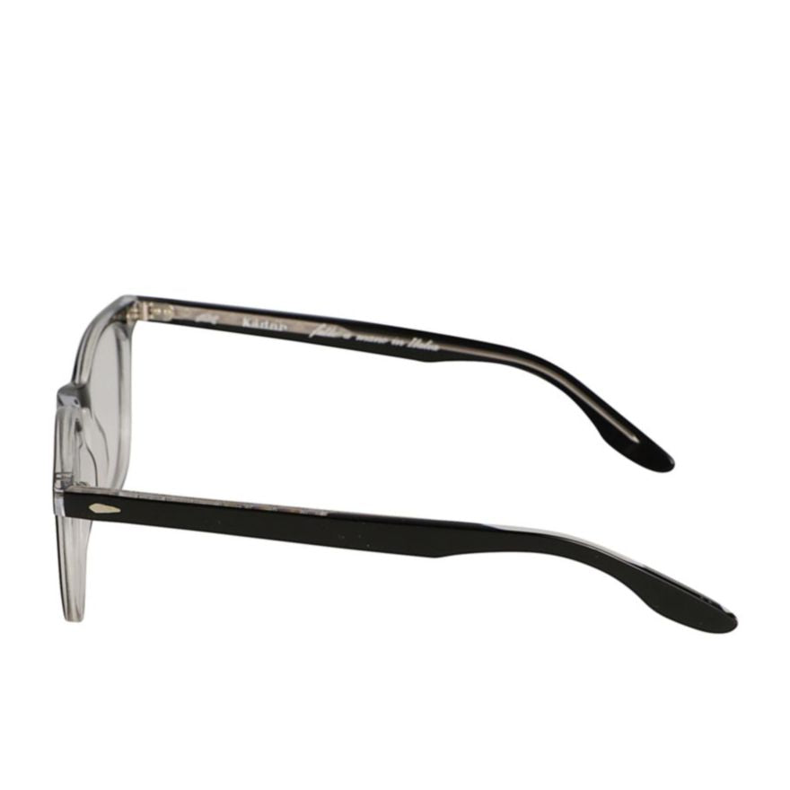 Klark Classic Round Frame Eyeglasses with Translucent Gray Temples