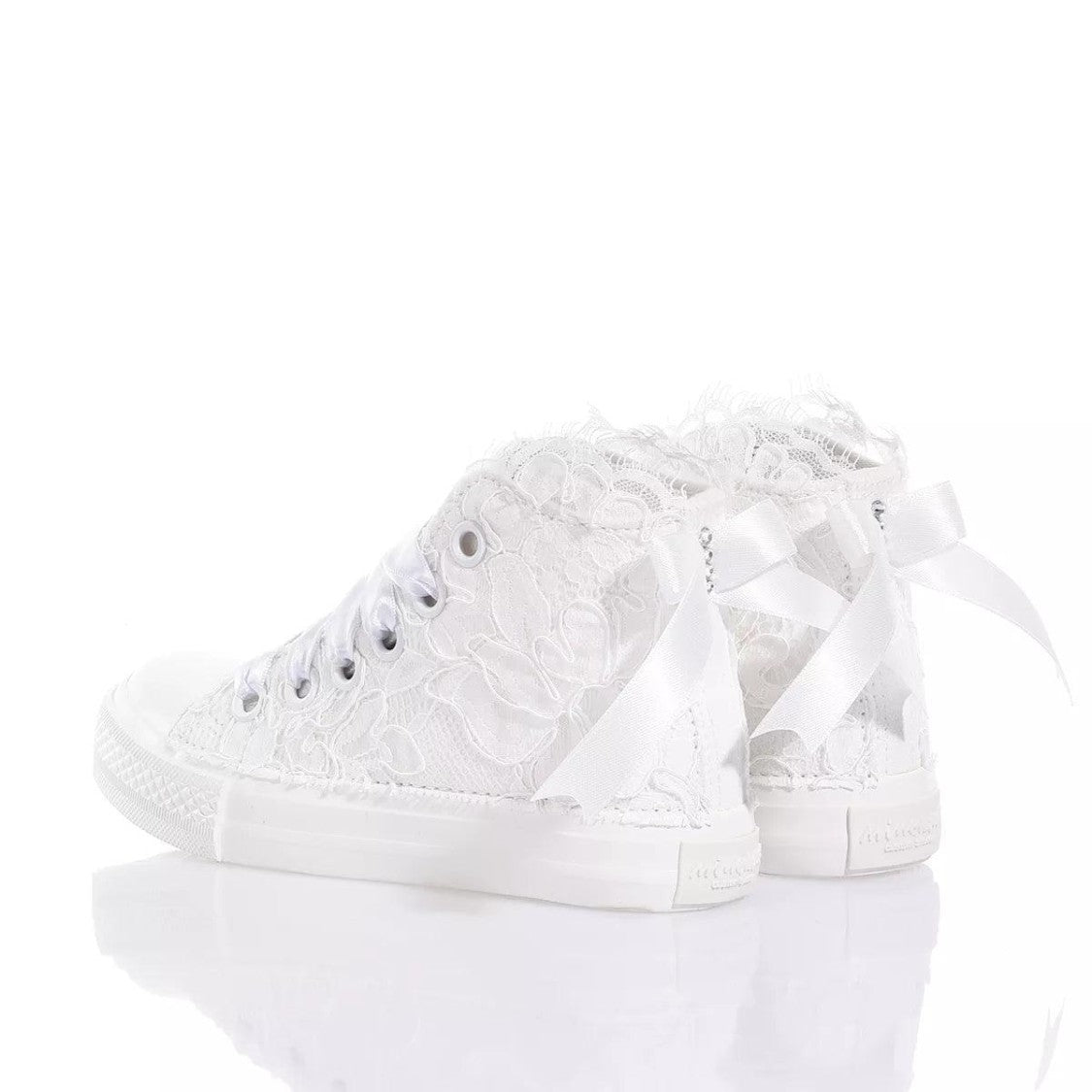High-Top Canvas Sneakers With Embroidered Lace