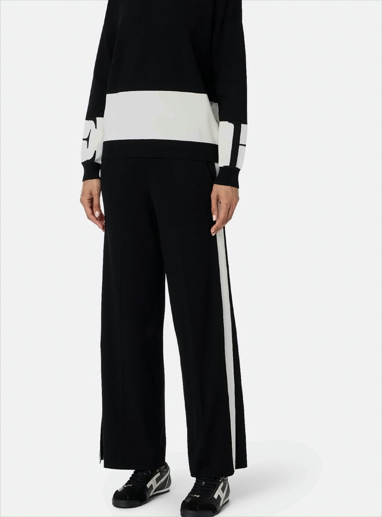 Palazzo Fit Viscose Trousers With Shiny Accents