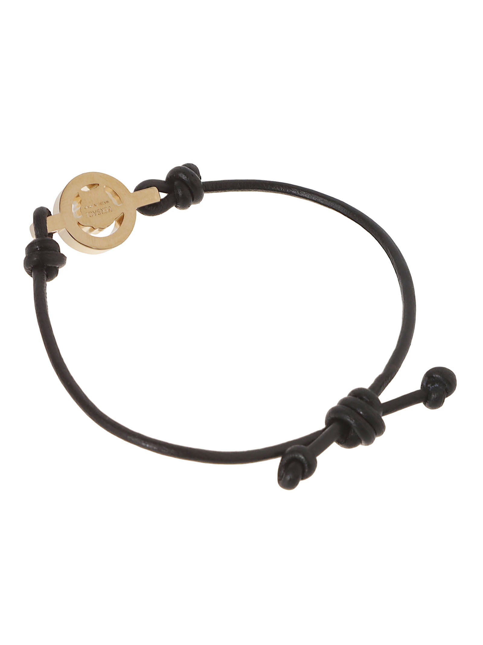 Gold Medusa Charm Bracelet with Adjustable Black Cord