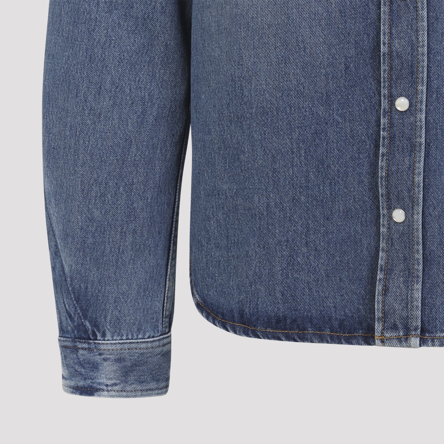 Denim Blue Casual Shirt With Button-Down Front