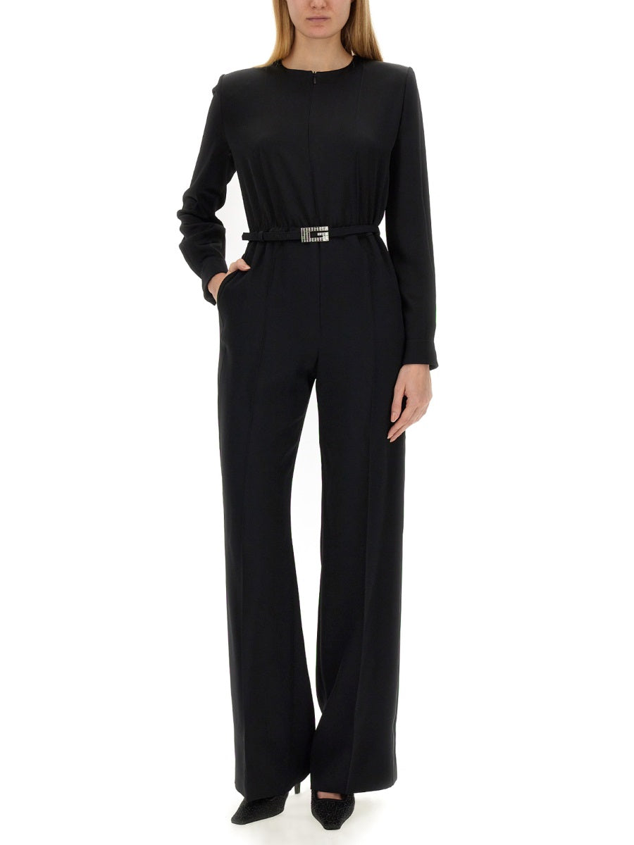 Viscose Jumpsuit with Belted Waist and Refined Silhouette