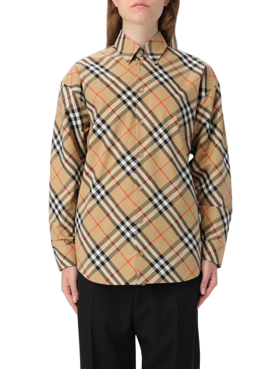 Distinctive Large Check Pattern Button-Up Shirt