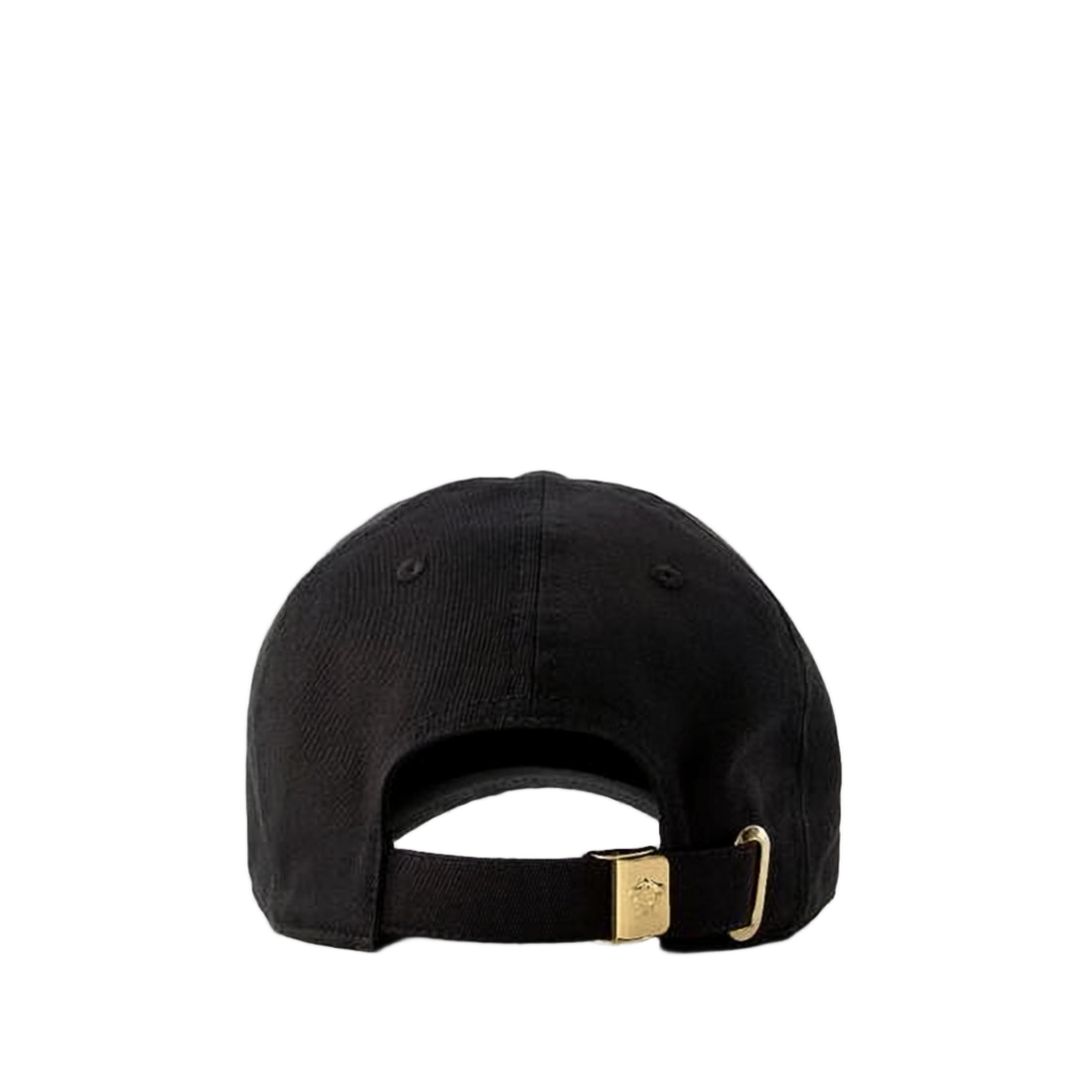 Structured Black Cotton Baseball Cap with Gold Embroidery