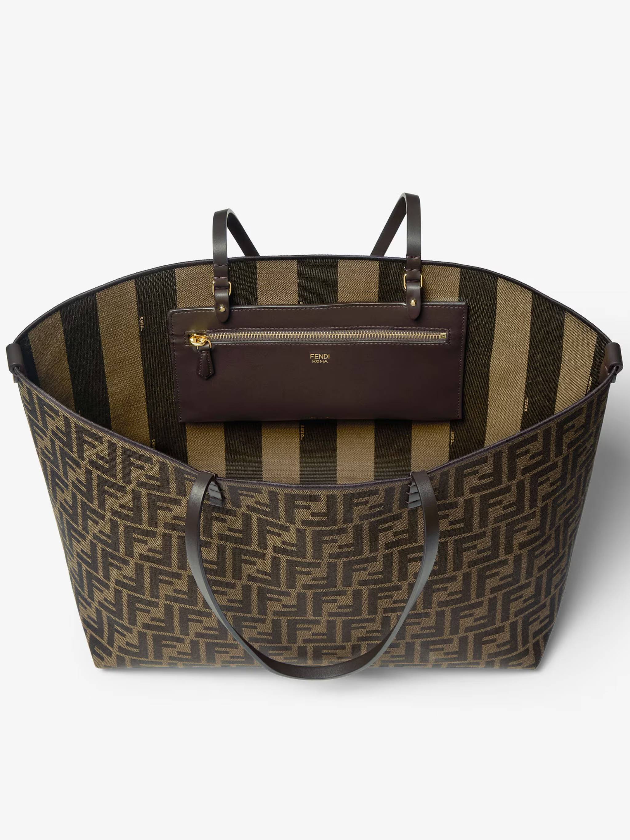 Monogram Tote Bag with Structured Form and Zip Pocket