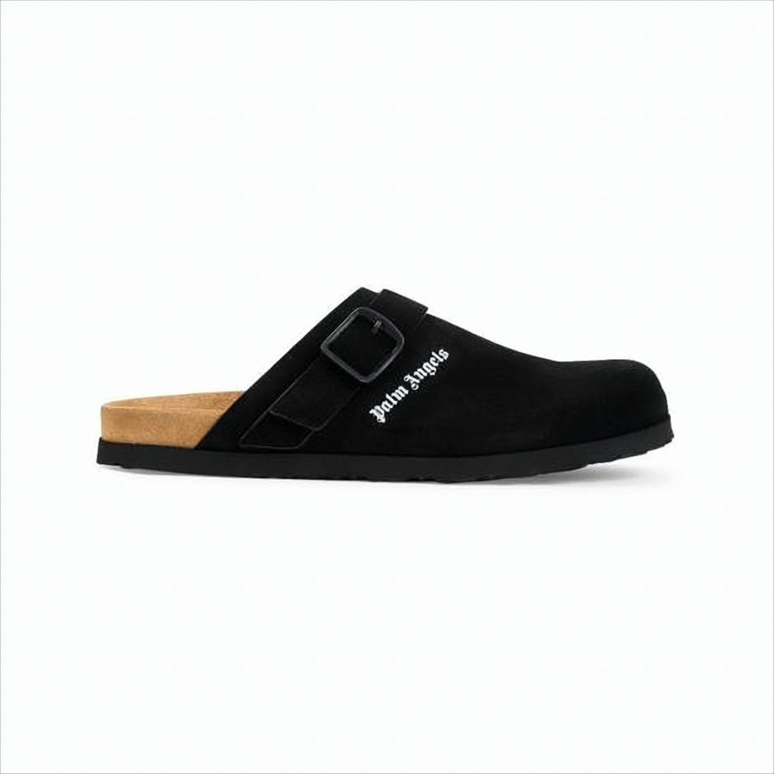 Matte-Finish Suede Slip-On Mules with Adjustable Strap