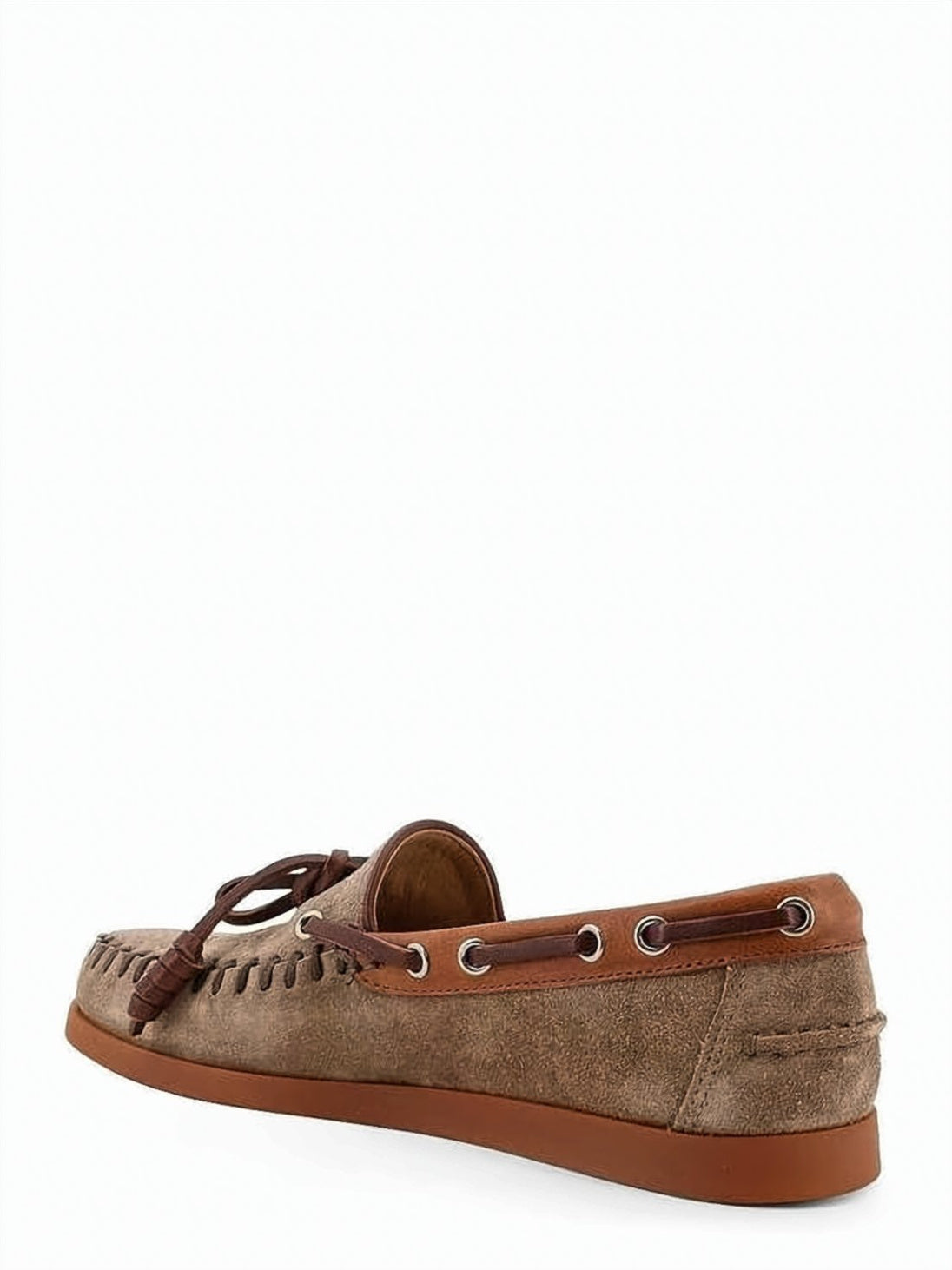 Suede Loafers With Leather Trim