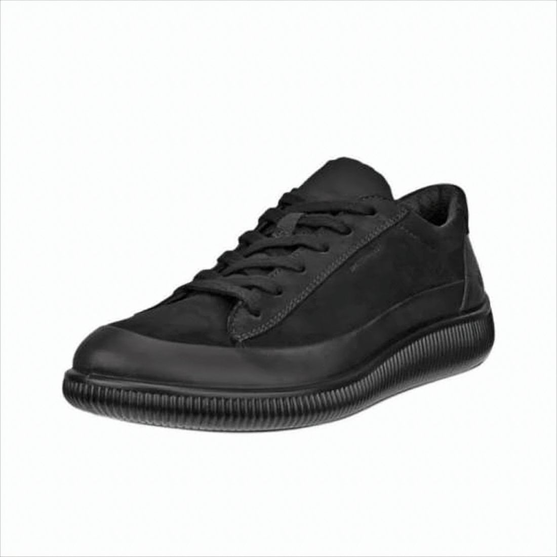 Minimalist Black Cowhide Leather Sneakers