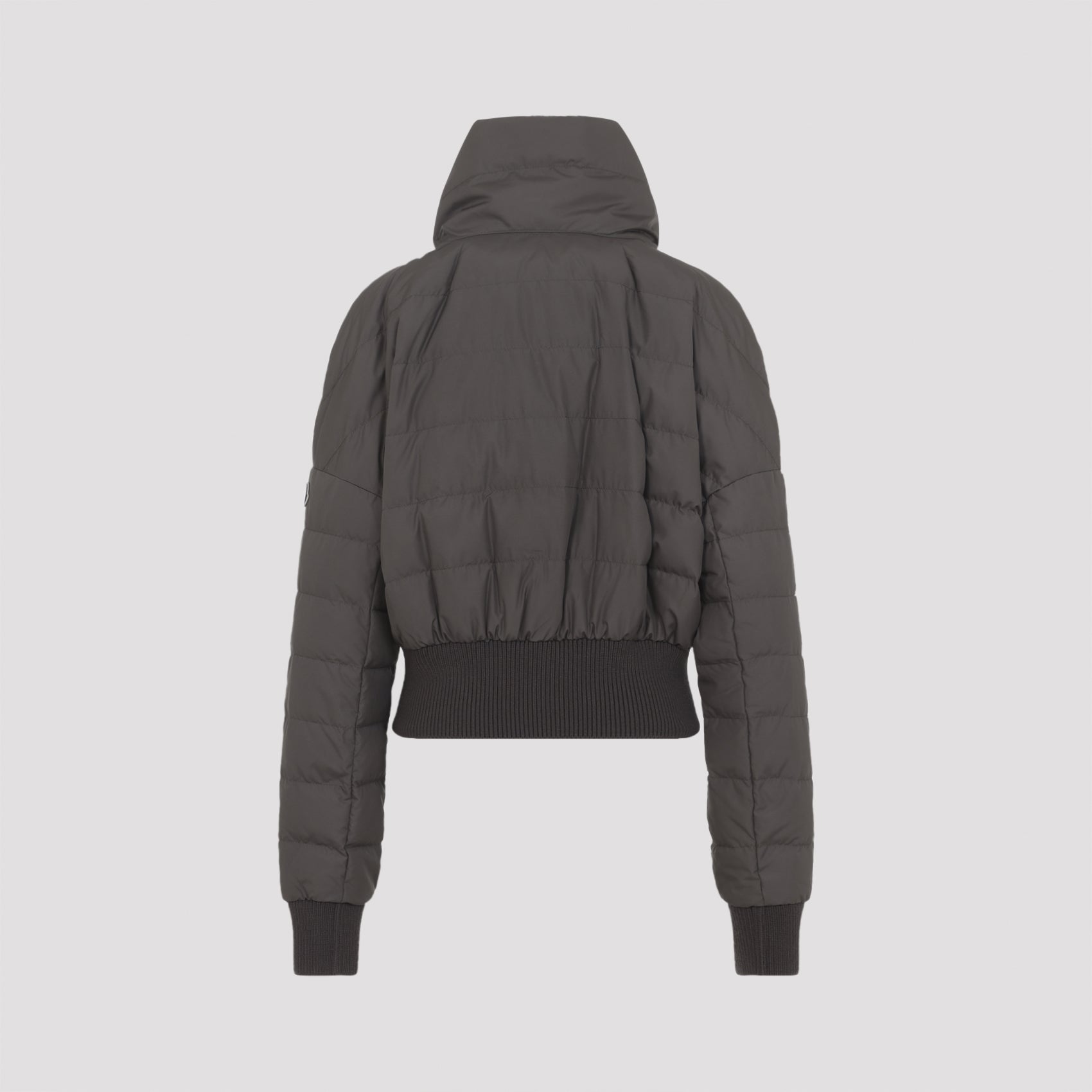Cropped Black Down Coat With High Turtle-Neck And Zipper Detail