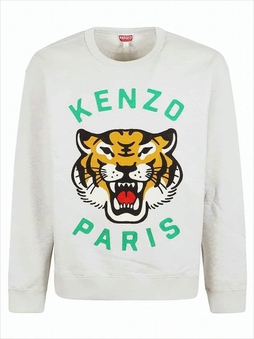 Long-Sleeve Sweatshirt With Roaring Tiger Graphic And Ribbed Details