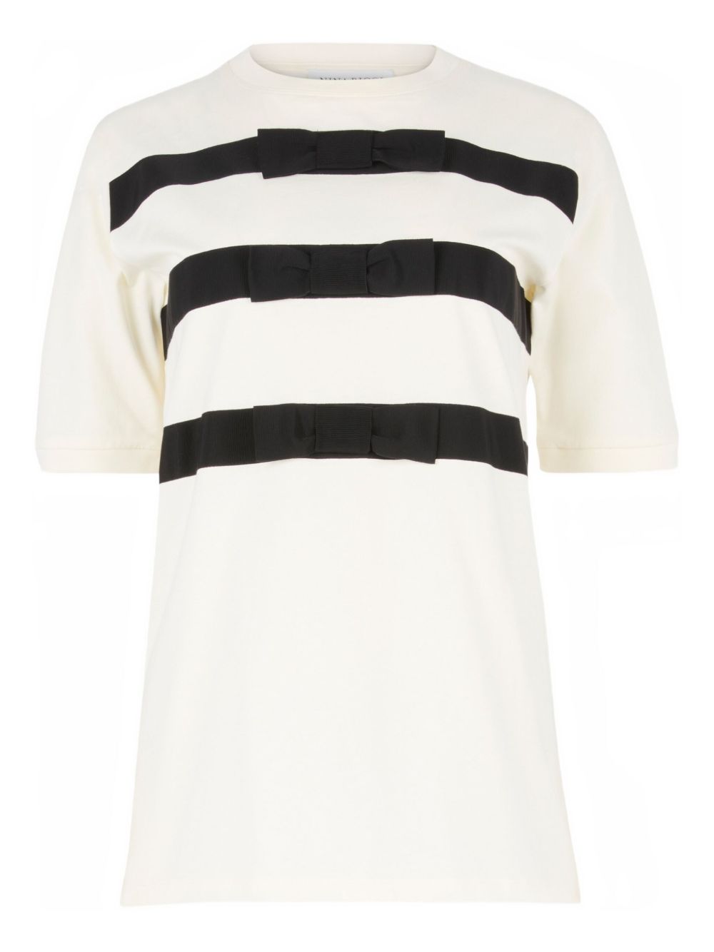 Ribbed Crewneck Top with Grosgrain Ribbon Details