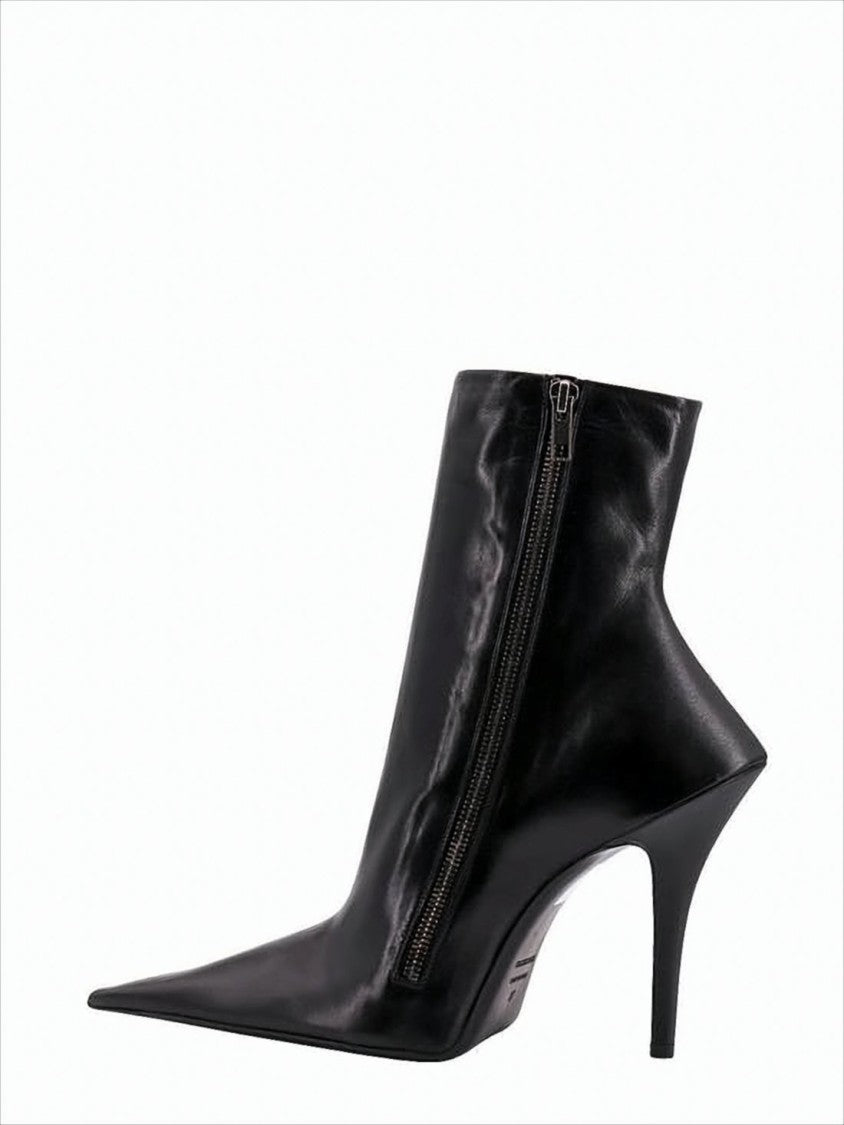 Pointed Toe Ankle Boots with Stiletto Heel and Side Zipper