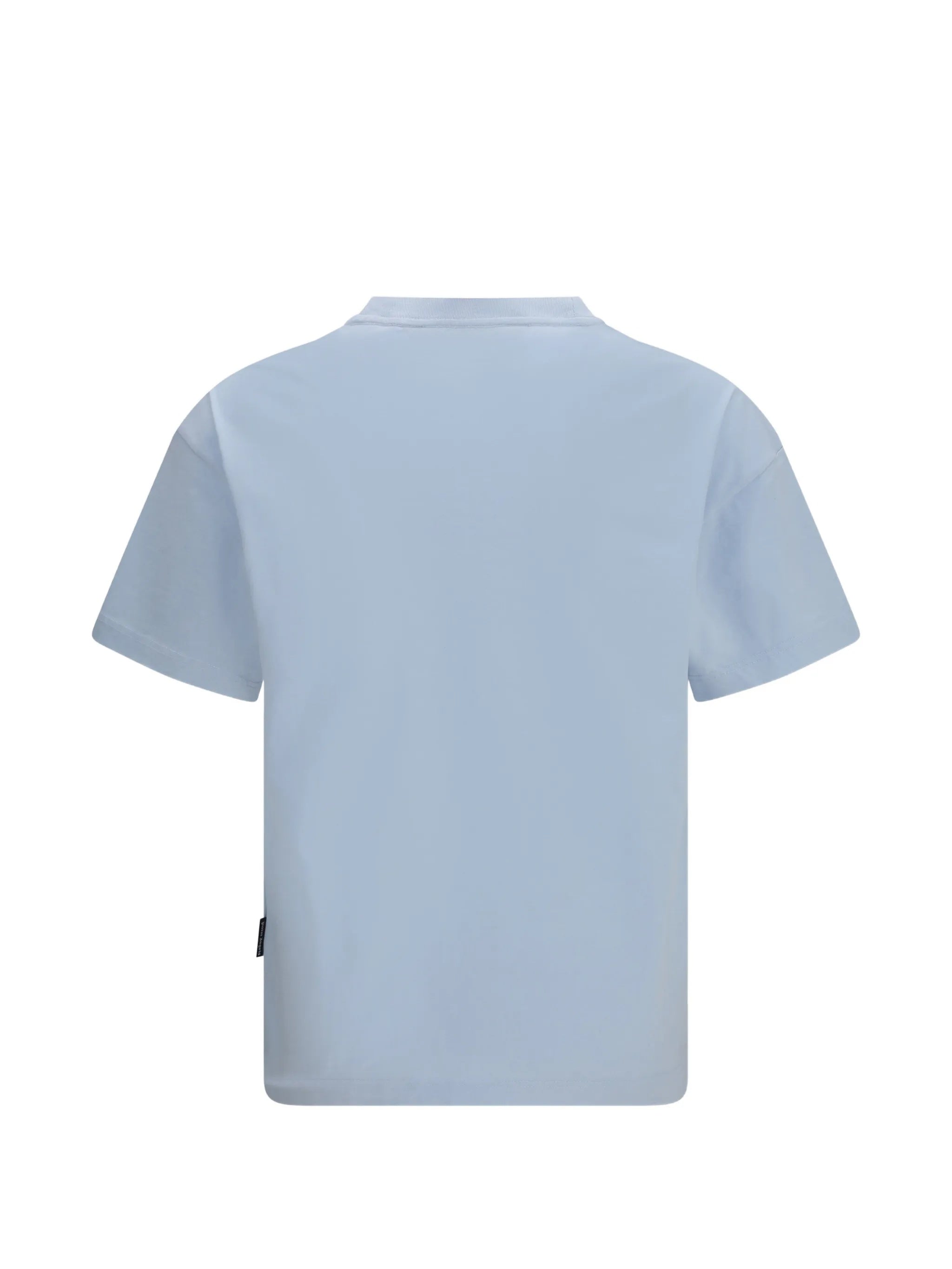 Light Blue Neck Logo Cotton T-Shirt