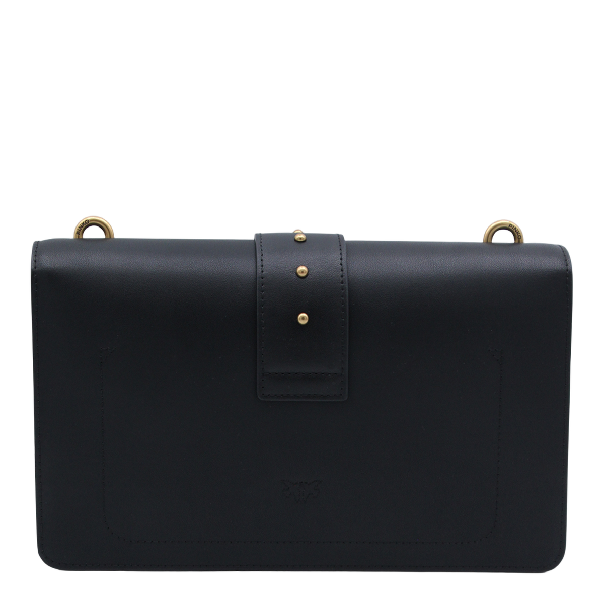 Rectangular Black Bag with Gold-tone Bird Clasp