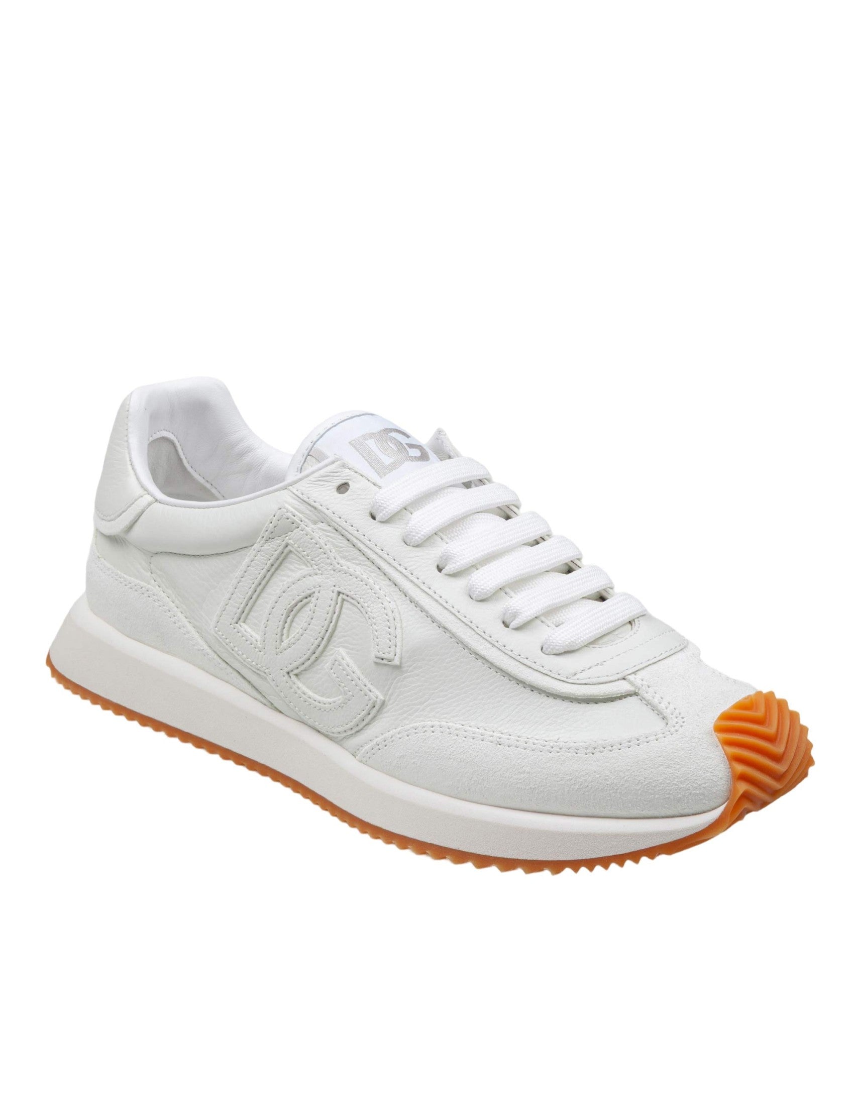 Leather And Suede Cushion Sneakers, White