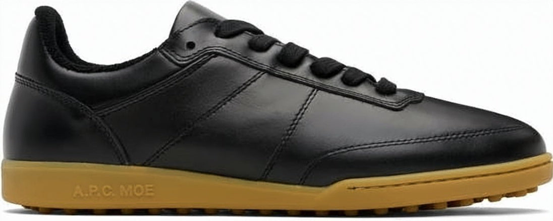 Smooth Leather Sneakers with Textured Sole