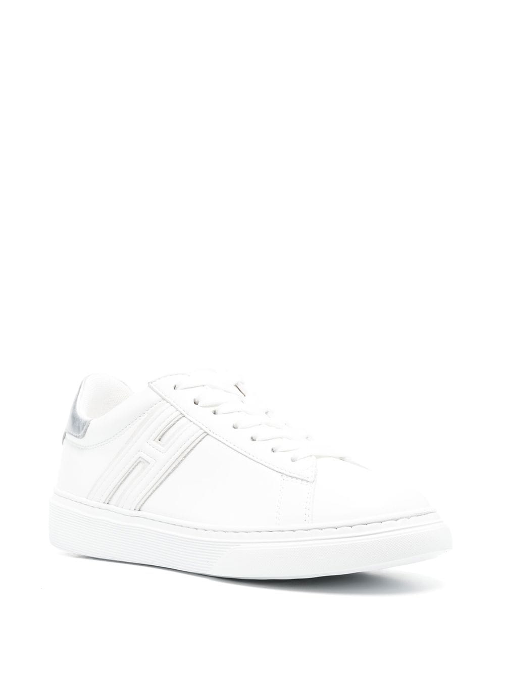 Leather Low-Top Tonal Metallic Accents Sneakers