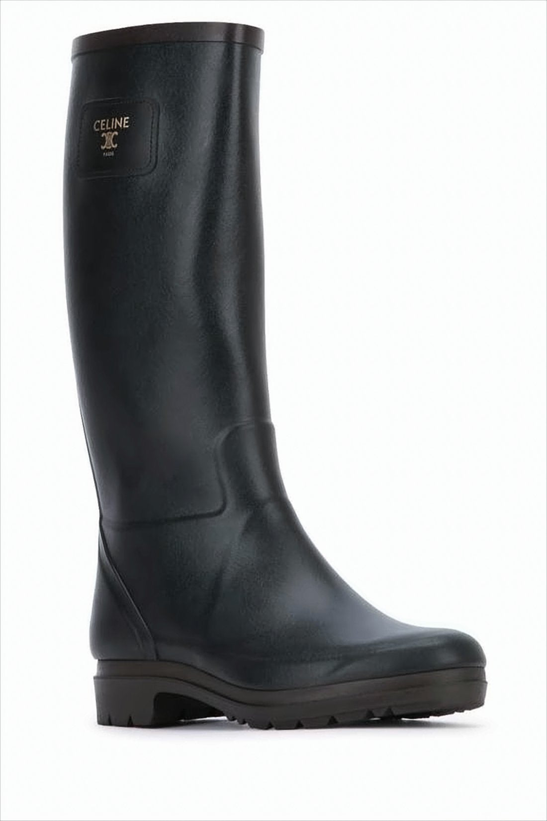 Mid-Calf Matte Rubber Boots With Logo Patch