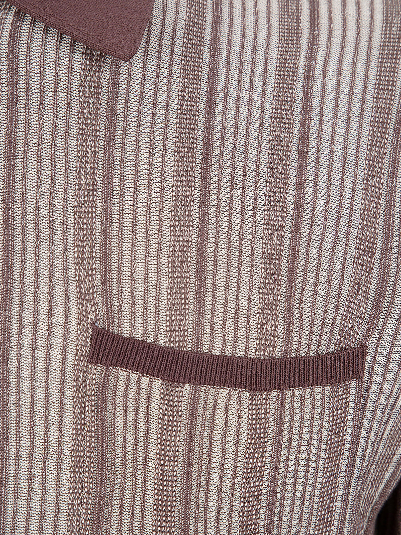 Textured Striped Polo Shirt with Classic Collar and Chest Pocket