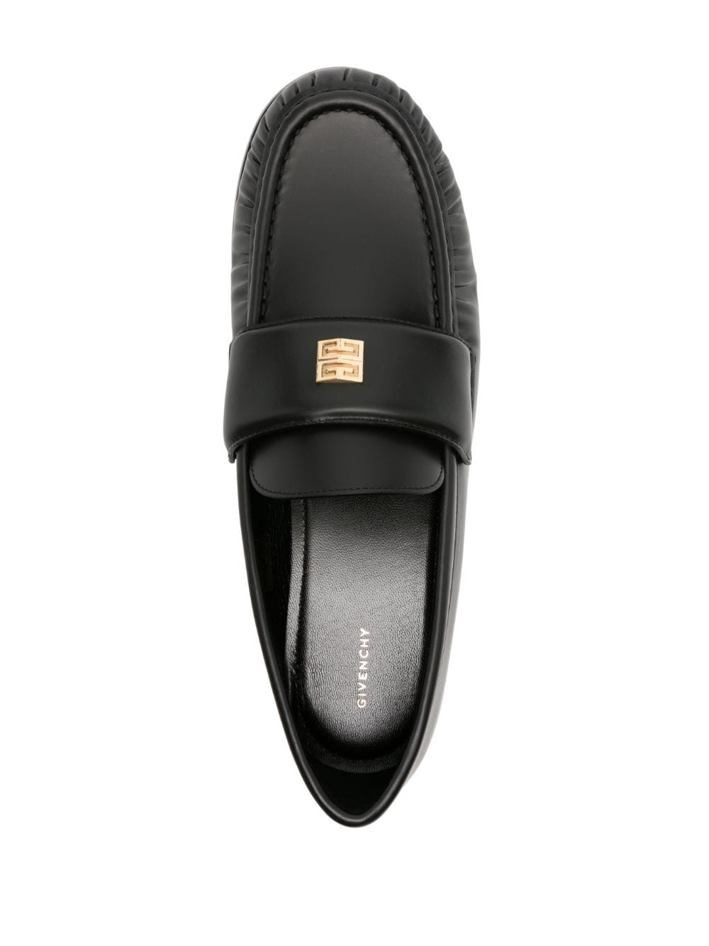 Ruched Matte Finish Black Lambskin Flat Shoes