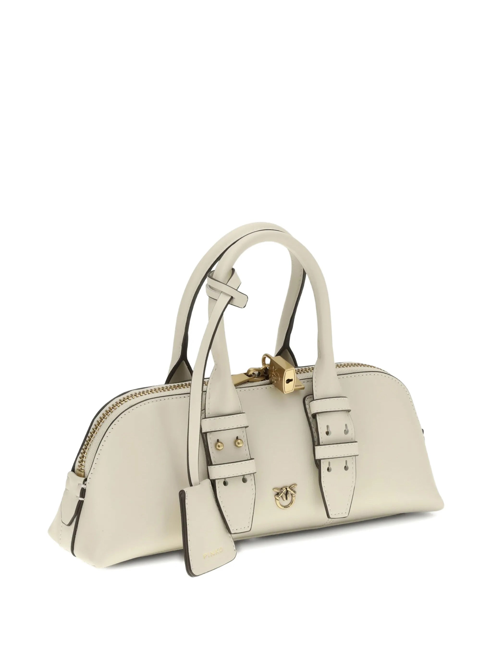White Bowling Bag Horizontal Synthetic Handbag