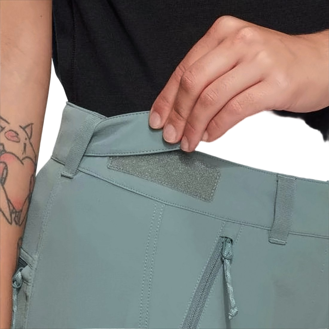 Straight Pants with Adjustable Side Tabs
