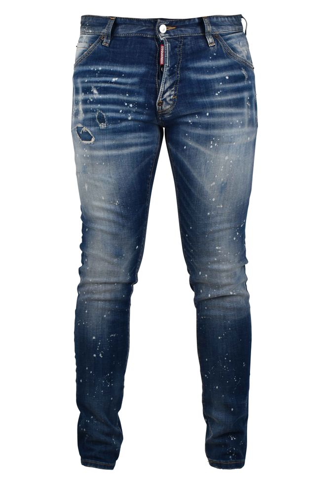 Slim-Fit Distressed Denim Jeans with Signature Details