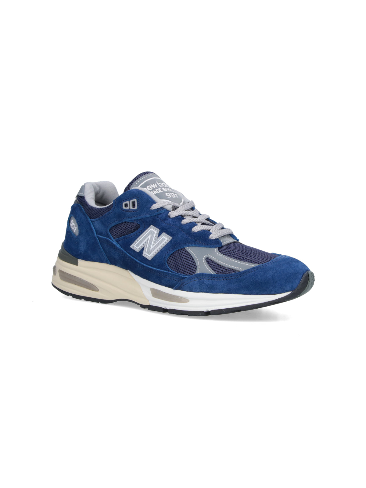 Blue Suede Mesh Low-Top Sneakers