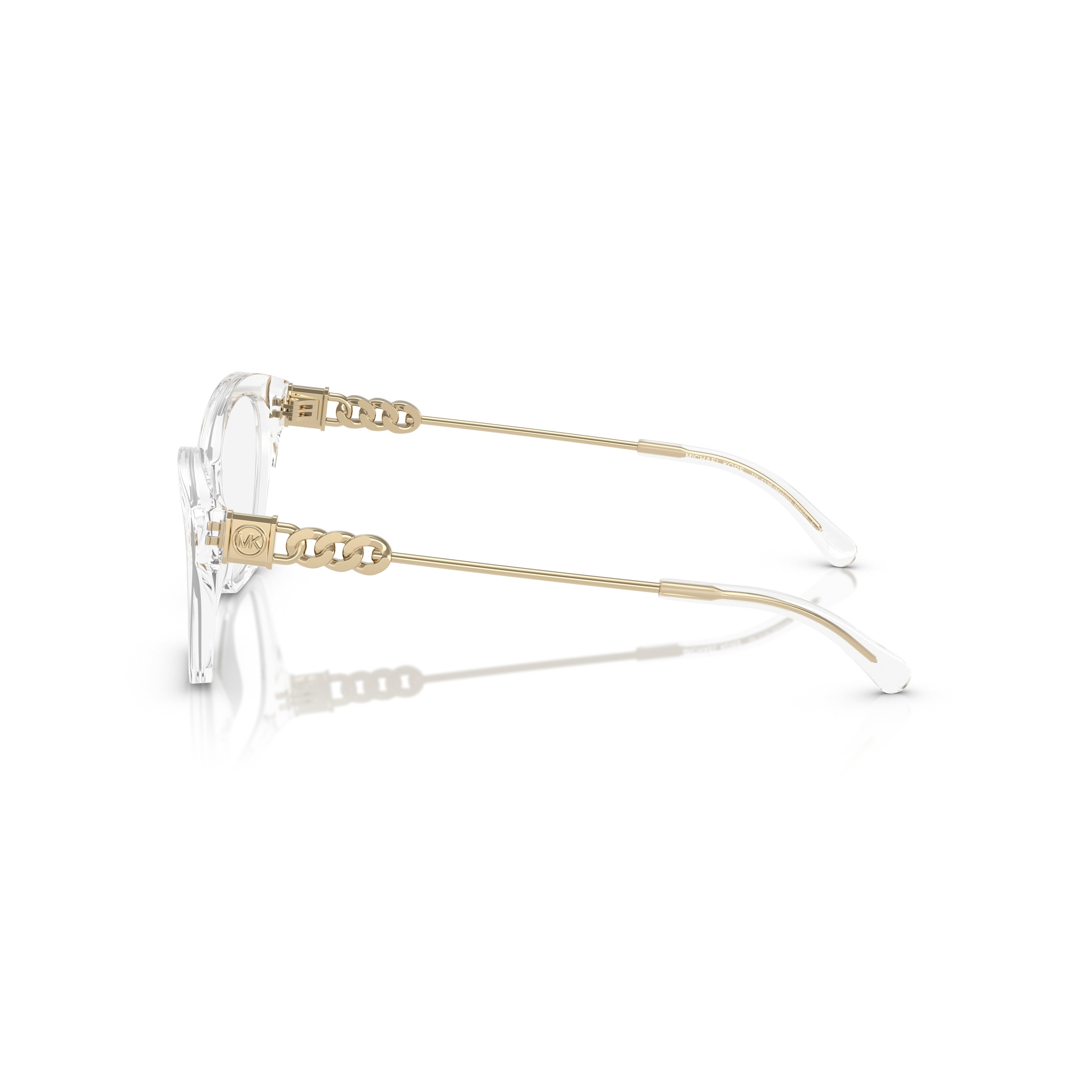 0mk4136 Transparent Cat-Eye Eyeglasses with Gold-Link Temples