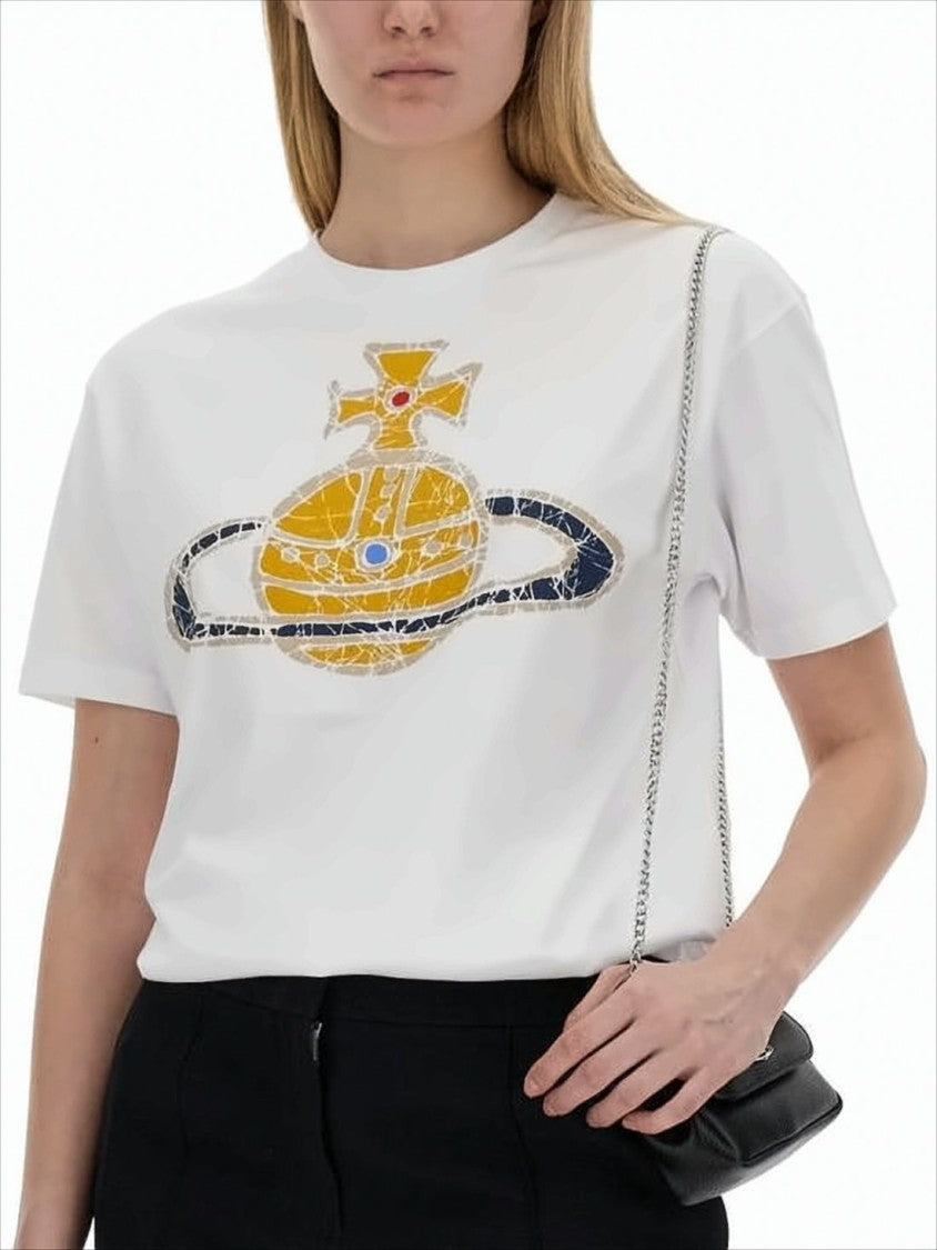 Graphic Print Short-Sleeved T-Shirt with Orb Design