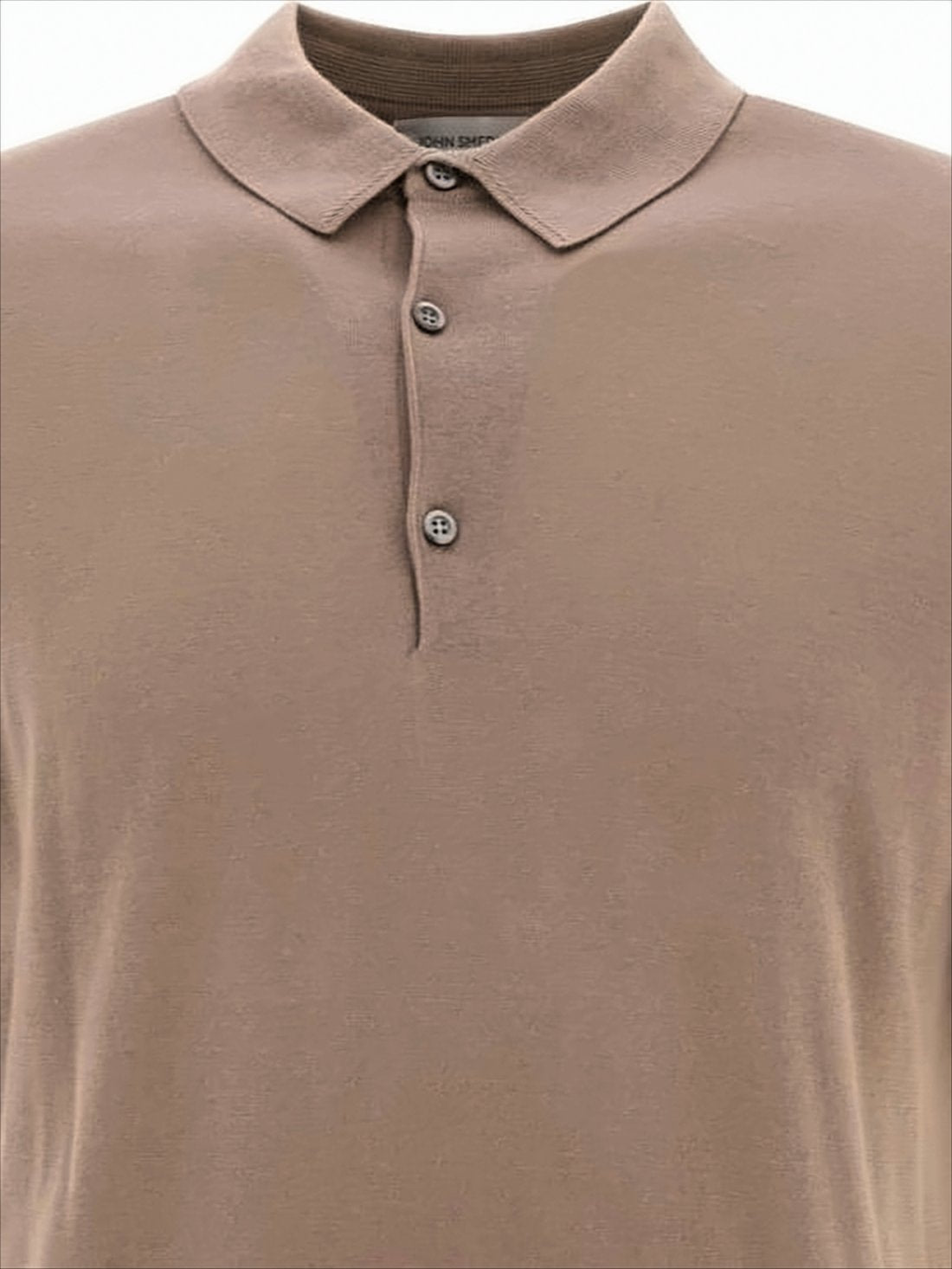 Classic Brown Polo Shirt With Smooth Knit And Ribbed Details