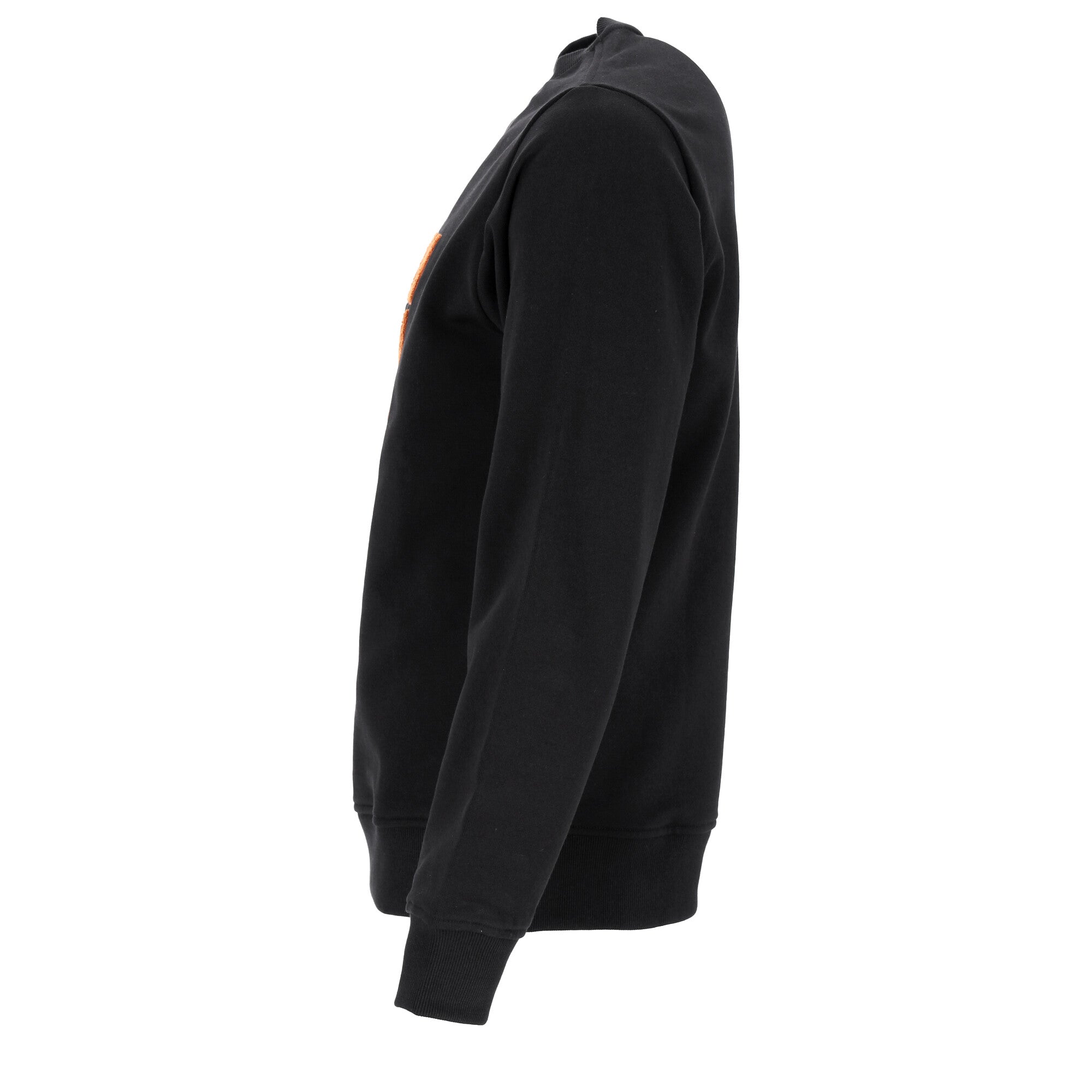 Monogram Embroidered Black Sweatshirt With Crew Neck And Banded Details