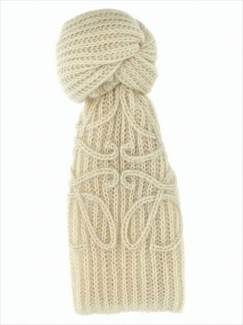 Knitted Mohair and Wool Blend Scarf with Embroidered Detail