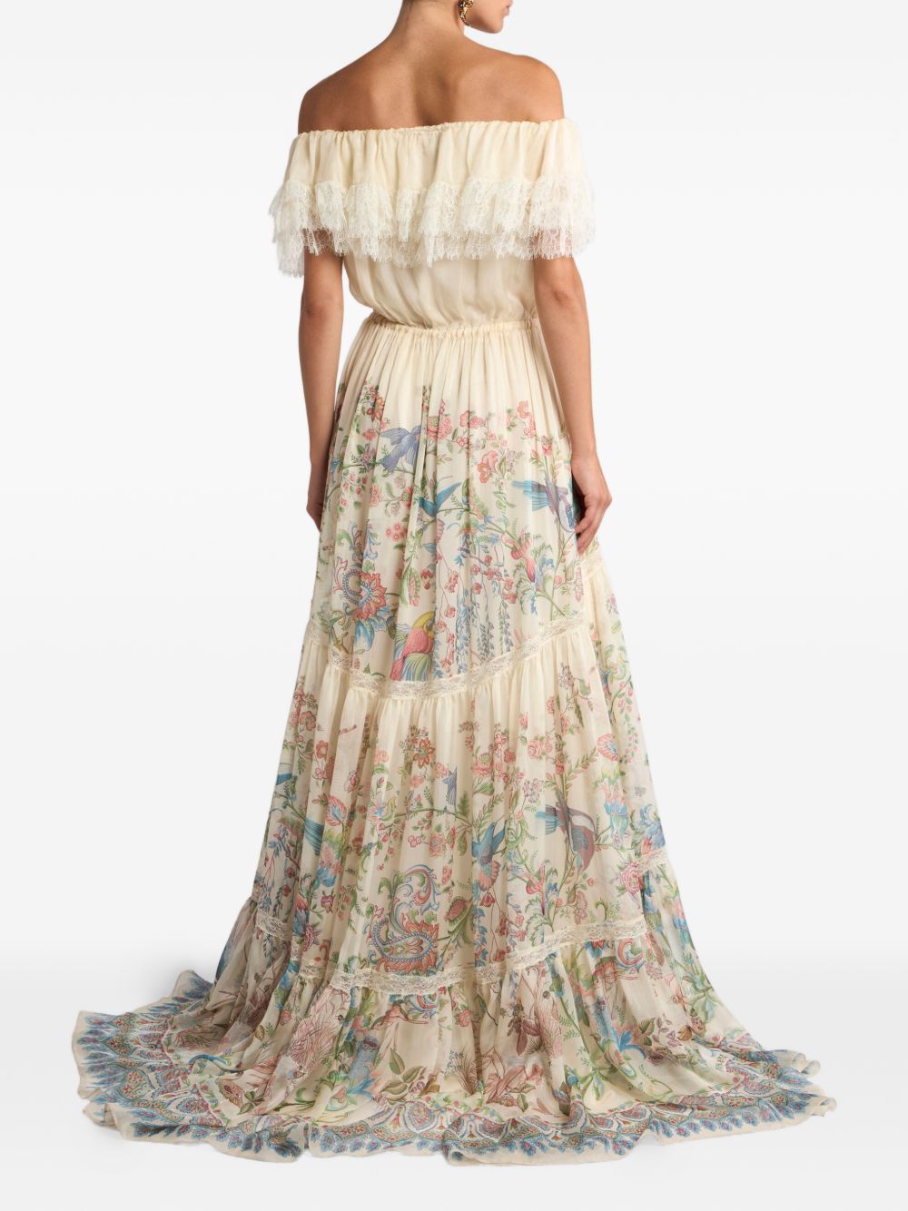 Off-The-Shoulder Maxi Dress With 3D Floral Detail