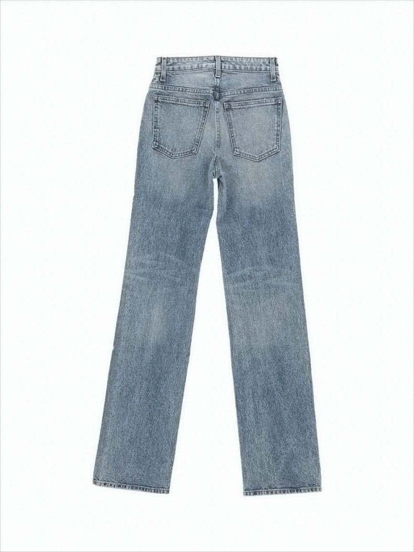 Straight-Leg Denim Pants with Mid-Rise Waist