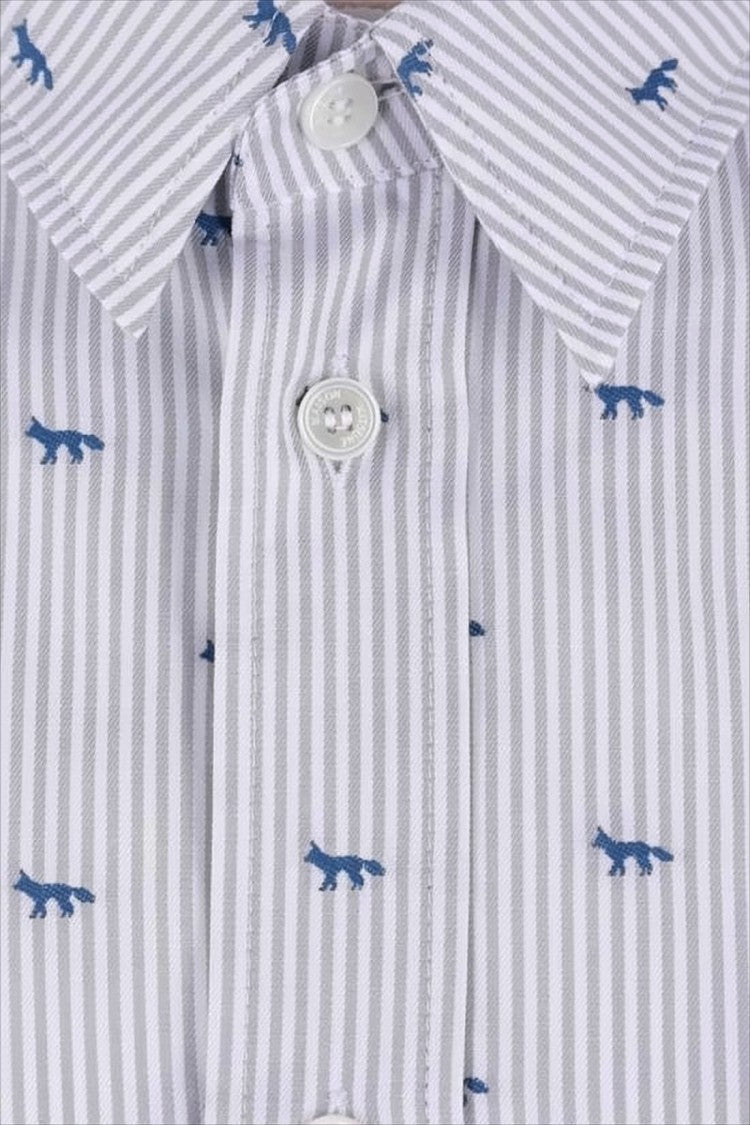 Button-Down Long-Sleeve Shirt with Embroidered Details