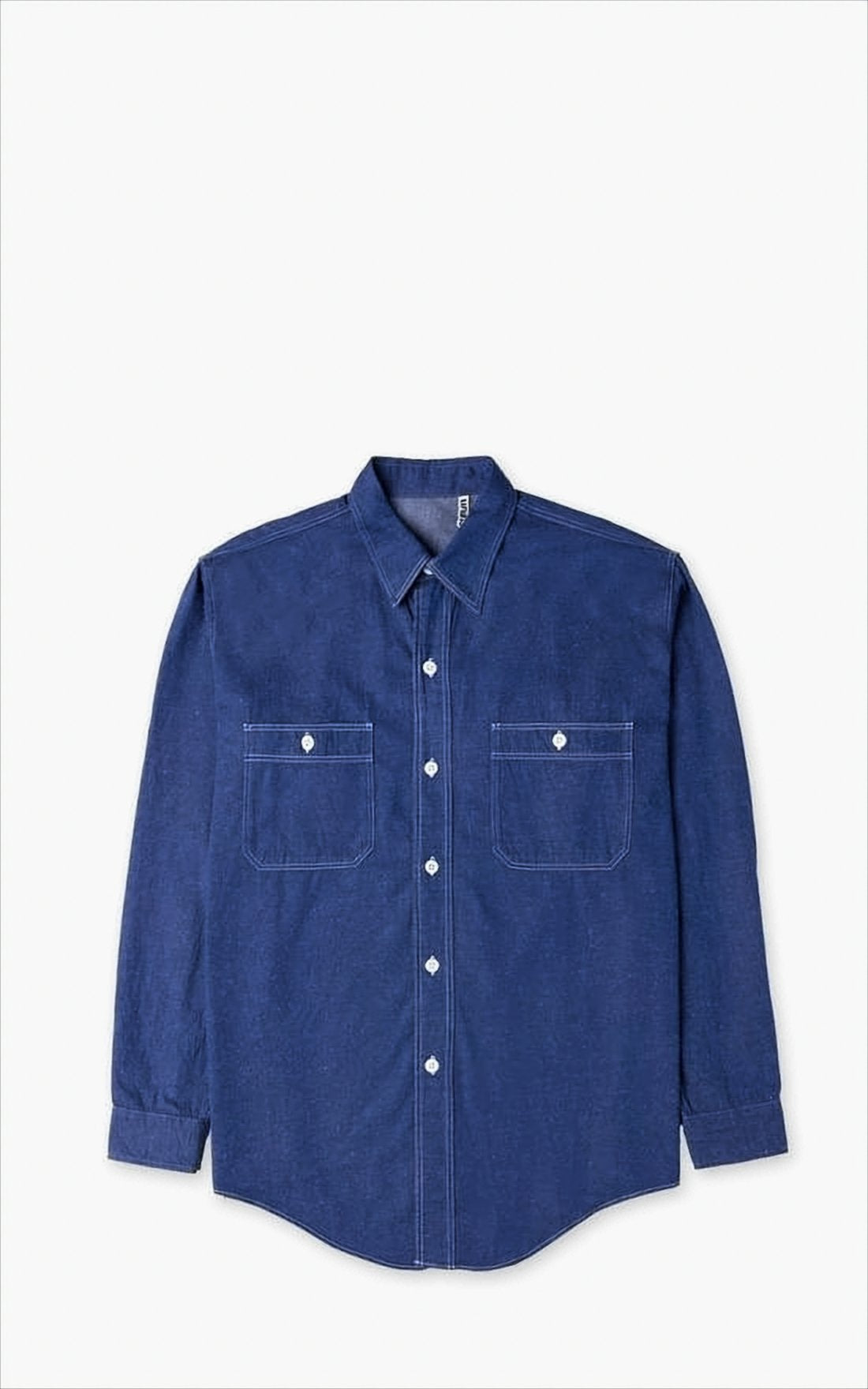 Long-Sleeve Blue Shirt With Classic Collar And Dual Chest Pockets