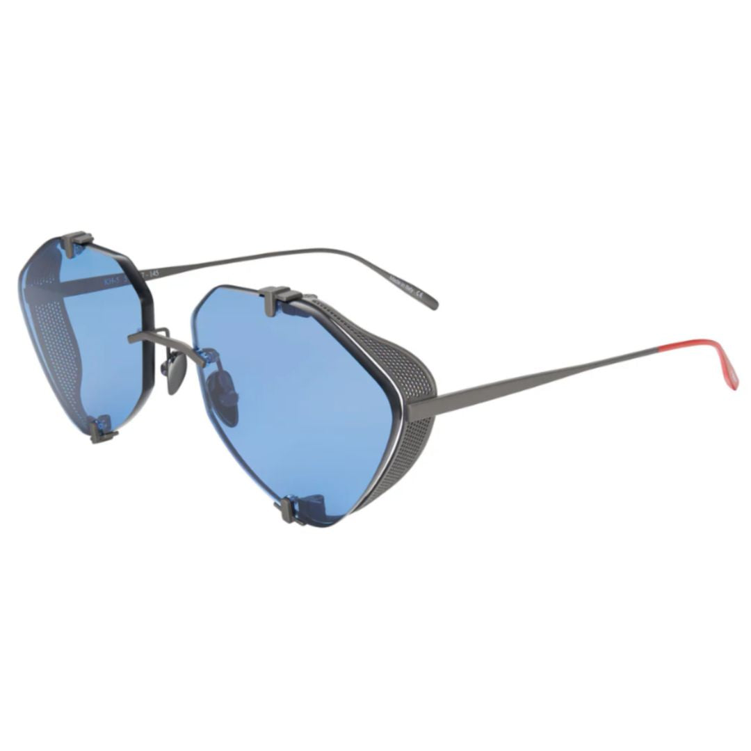 Khoid Kh-5 Geometric Titanium Sunglasses with Blue Lenses