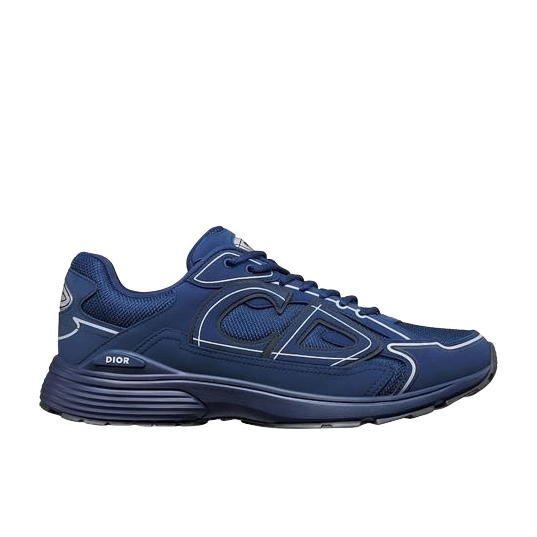 Sporty Navy Blue Fabric and Mesh Sneakers