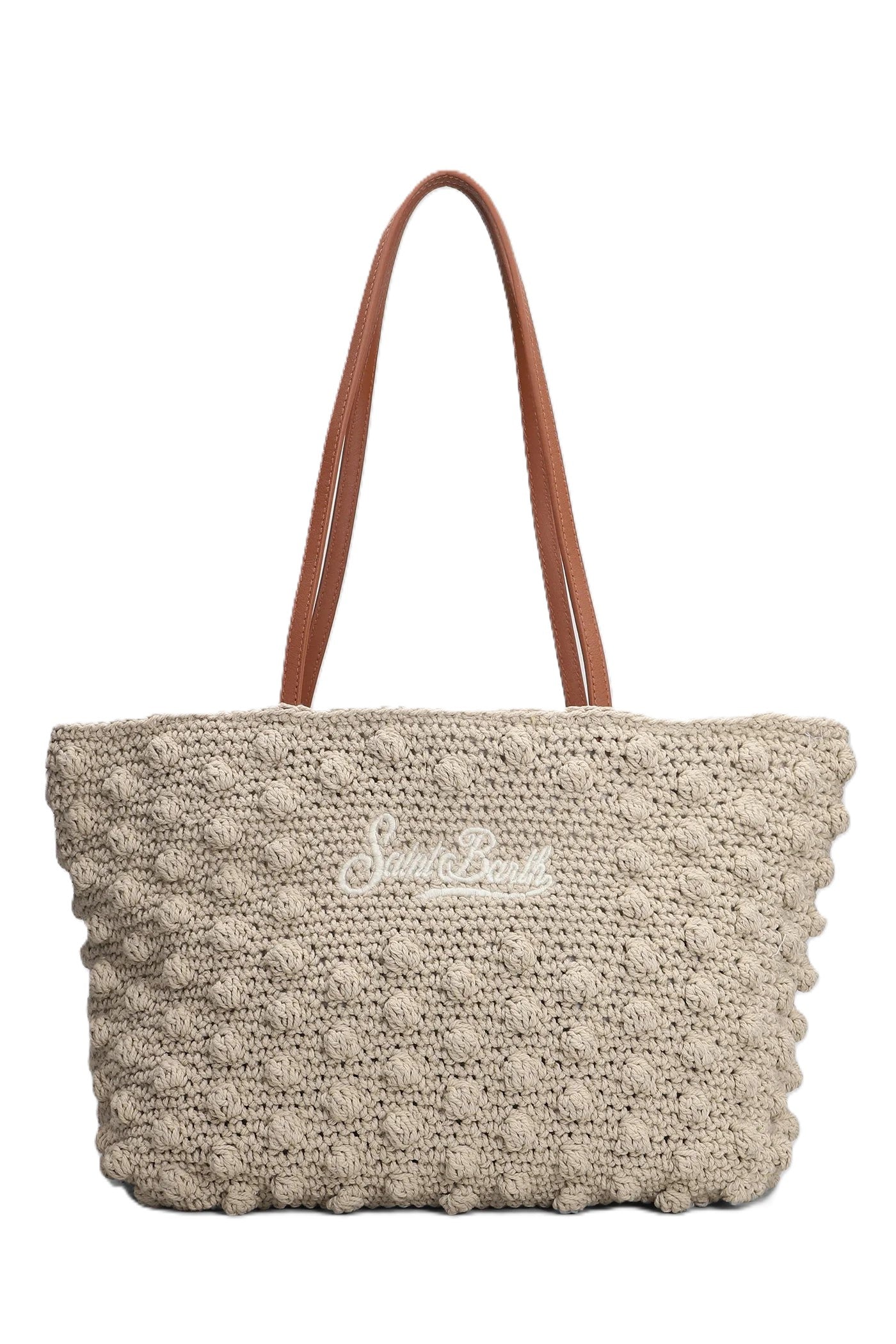 Textured Knitted Tote Bag with Contrasting Handles