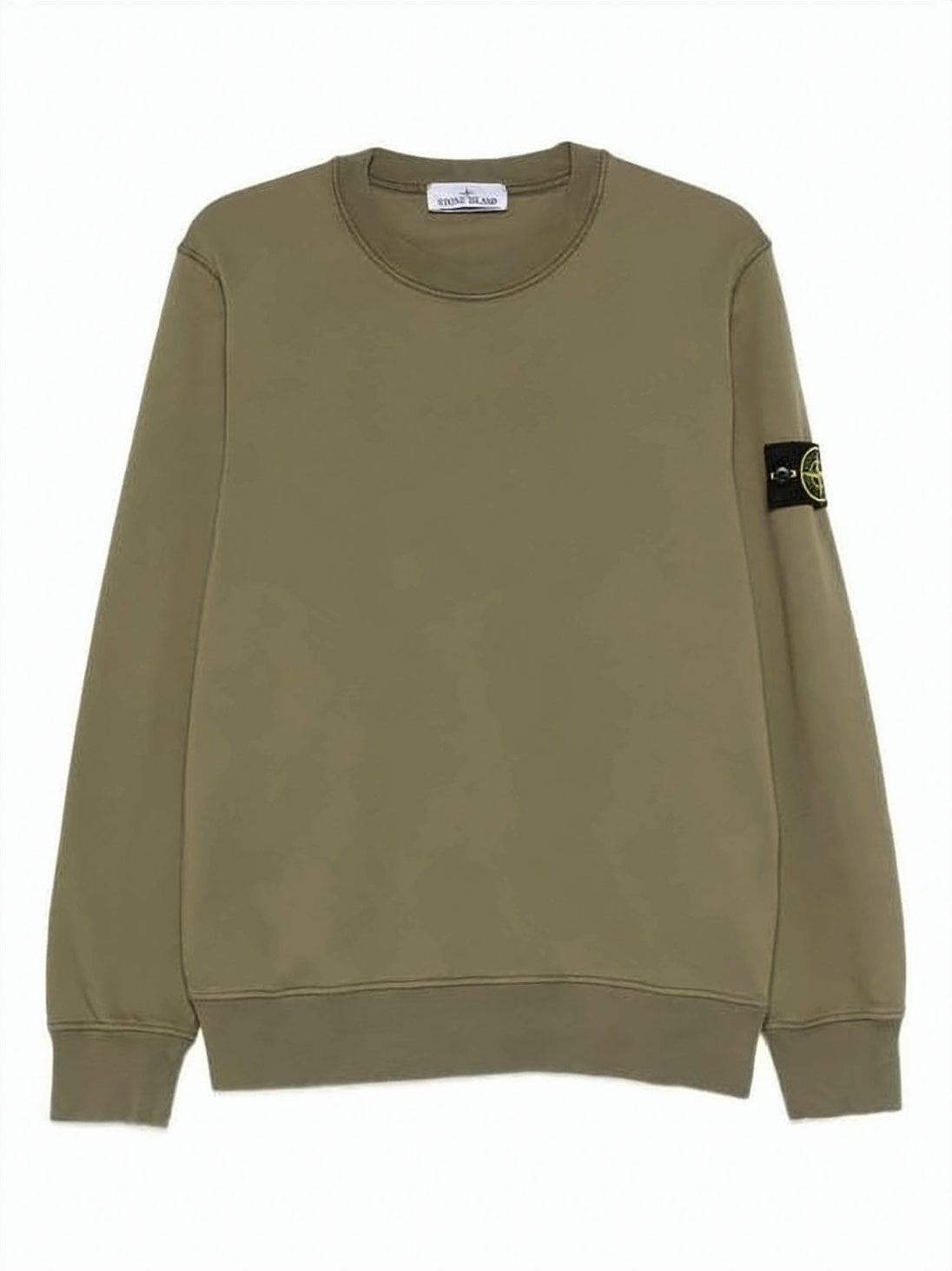 Olive Green Long-Sleeve Sweatshirt with Signature Patch Detail