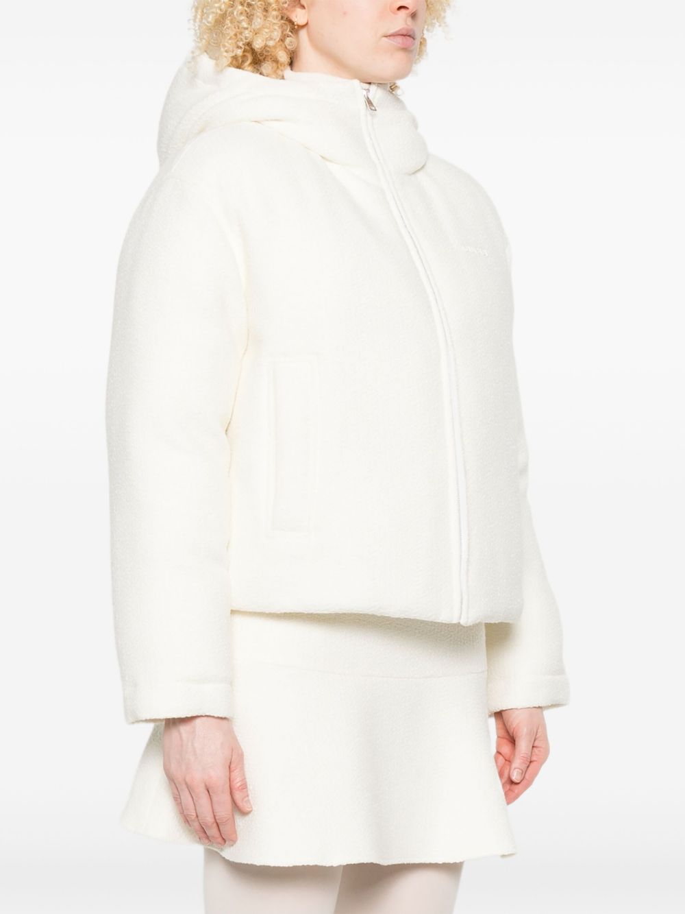 Cropped White Hooded Coat
