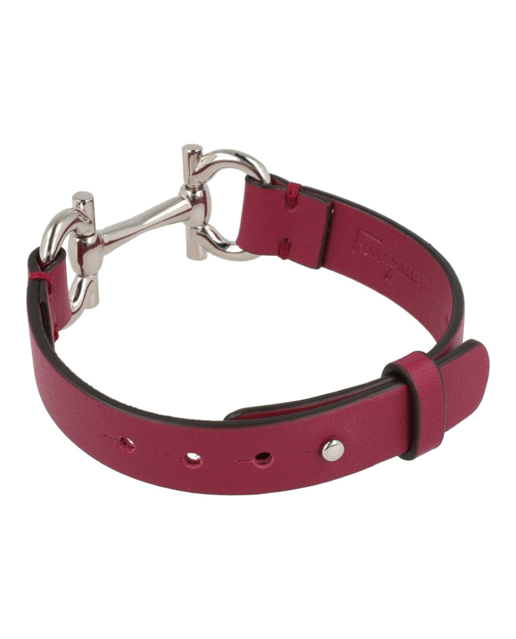 Double Gancini Leather Bracelet with Pin Buckle Closure