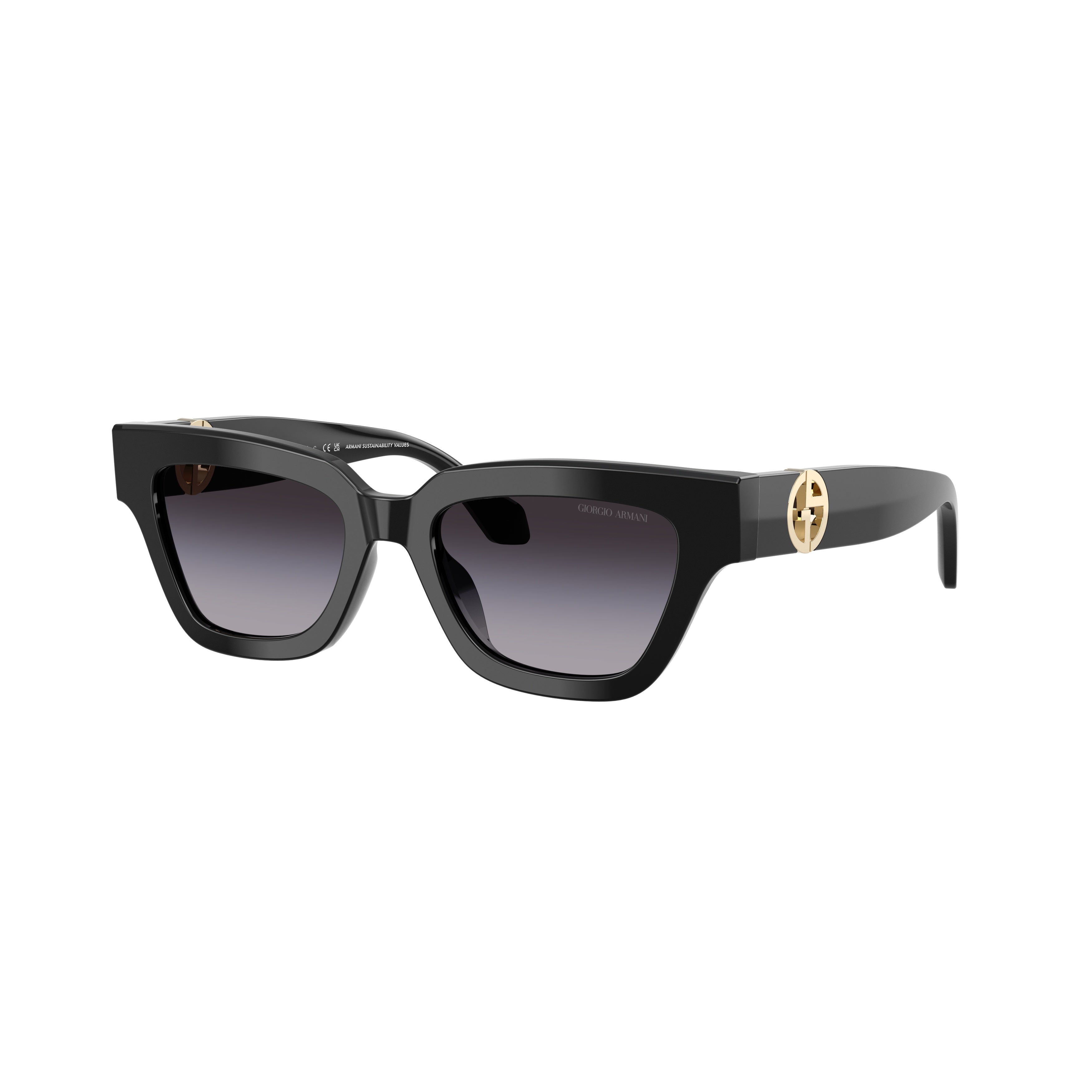 0ar8246u Bold Rectangular Black Acetate Sunglasses with Gold Logo