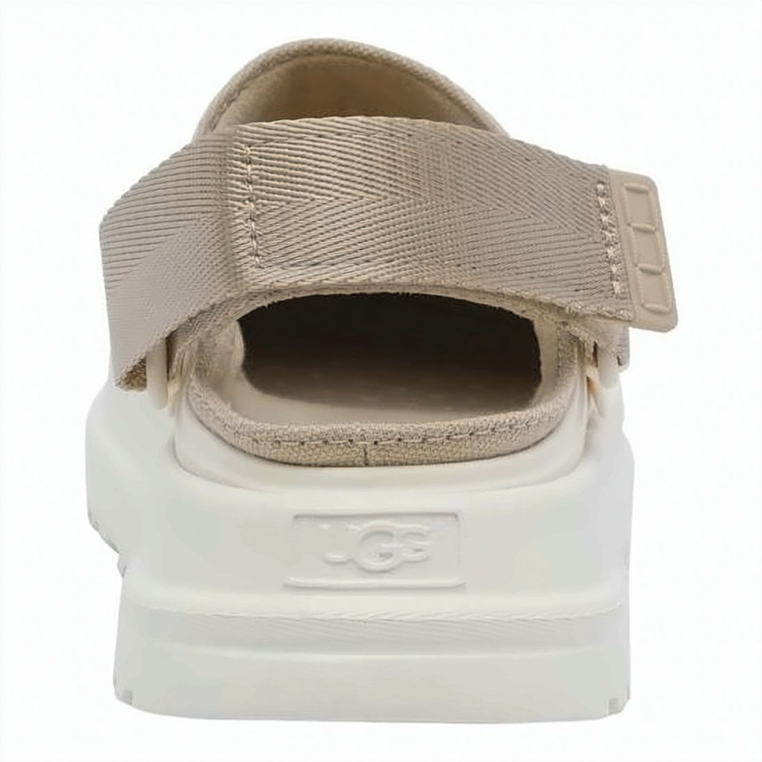 Beige Fabric White TPU Toe Sandals