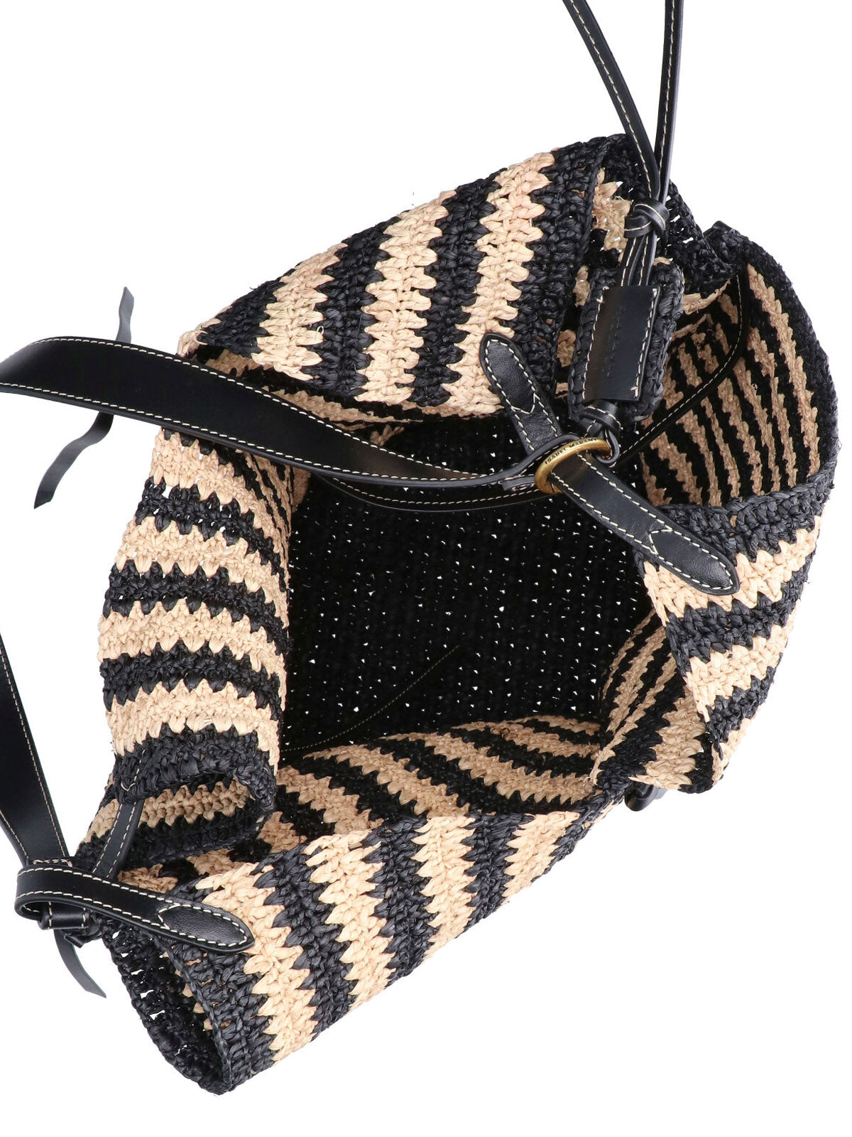 Black/Natural Tampa Striped Raffia Tote Bag