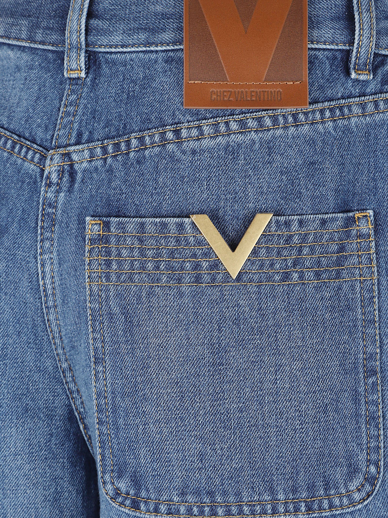 High-Waisted Wide-Leg Denim Pants